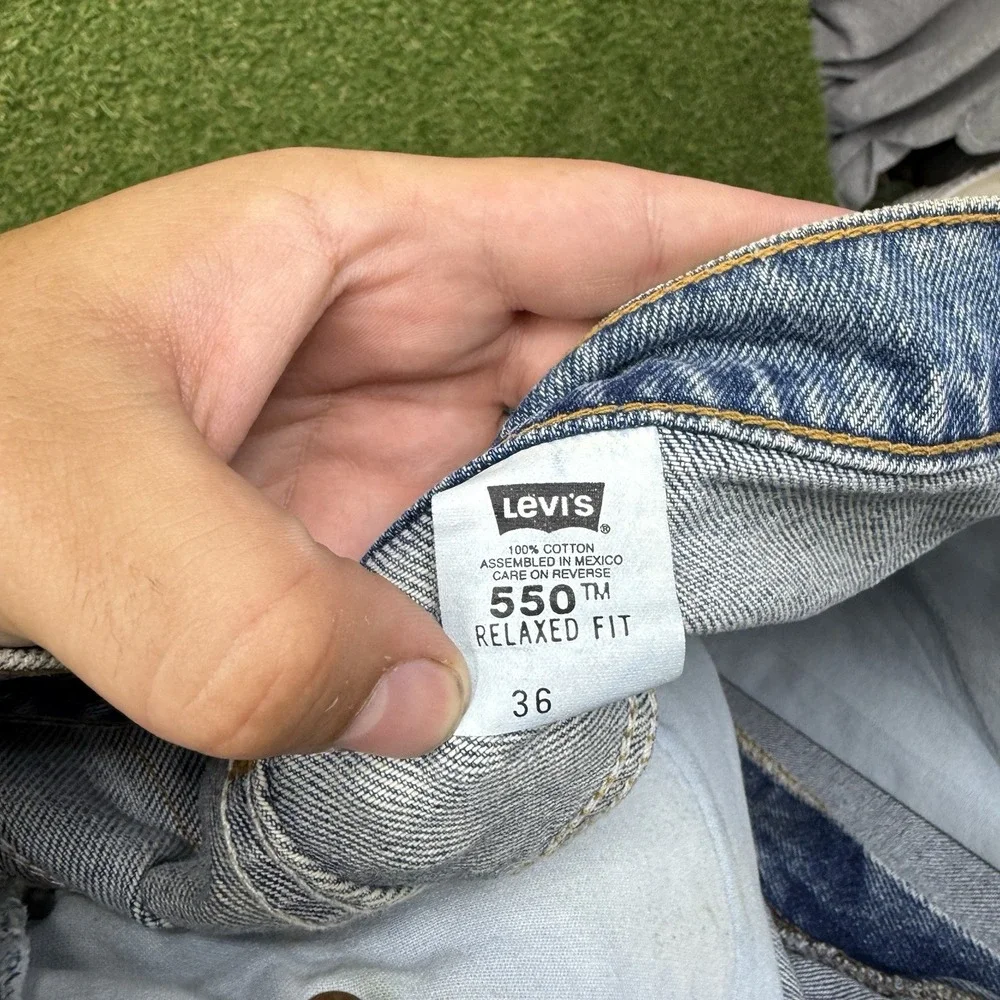 Levis 550 Jean Shorts Mens 36 x8 Orange Tab Relaxed Fit Wide Leg Baggy Y2K